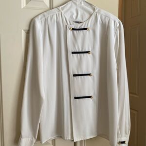 Elegant White Military-Style Blouse